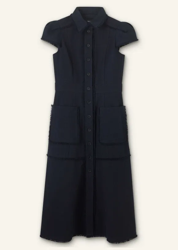 Cotton-Blend Fringed Midi Dress