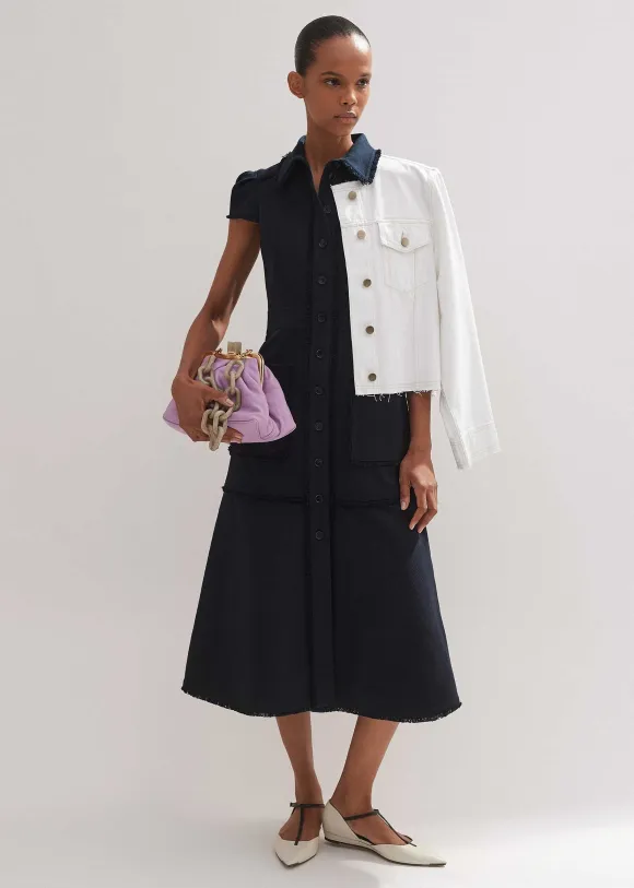 Cotton-Blend Fringed Midi Dress