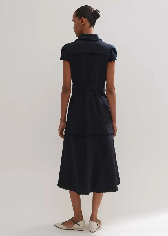 Cotton-Blend Fringed Midi Dress