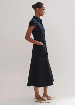 Cotton-Blend Fringed Midi Dress