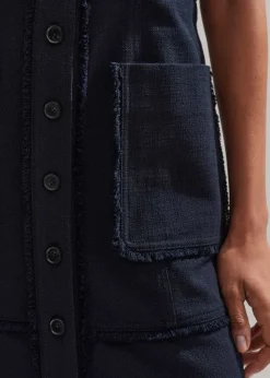 Cotton-Blend Fringed Midi Dress