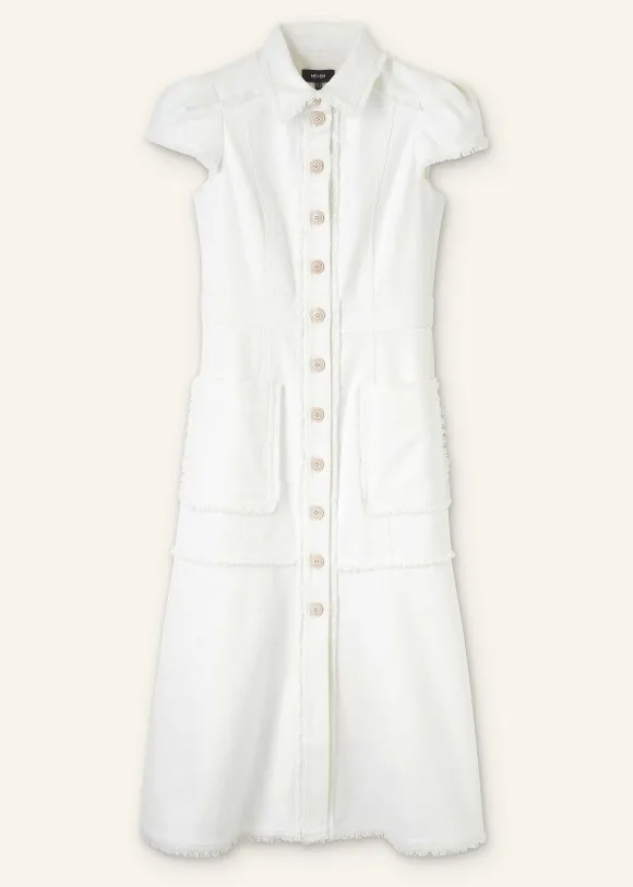 Cotton-Blend Fringed Midi Dress