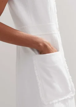 Cotton-Blend Fringed Midi Dress