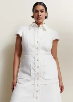 Cotton-Blend Fringed Midi Dress