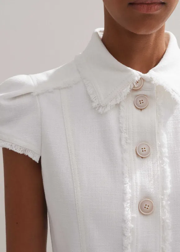 Cotton-Blend Fringed Midi Dress