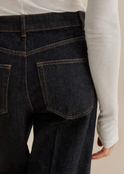 Crease Front Turn Up Wide-Leg Jean