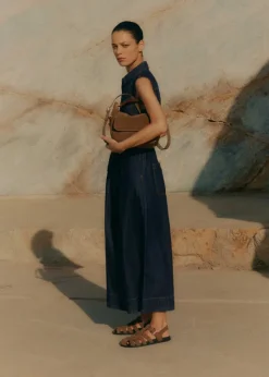 Denim Wide-Leg Crop Jumpsuit