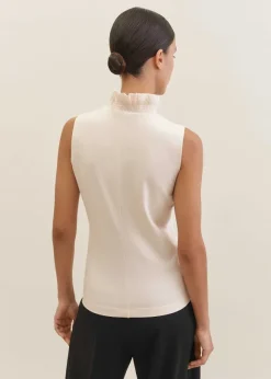 Dot Jacquard Pussybow Layering Tank