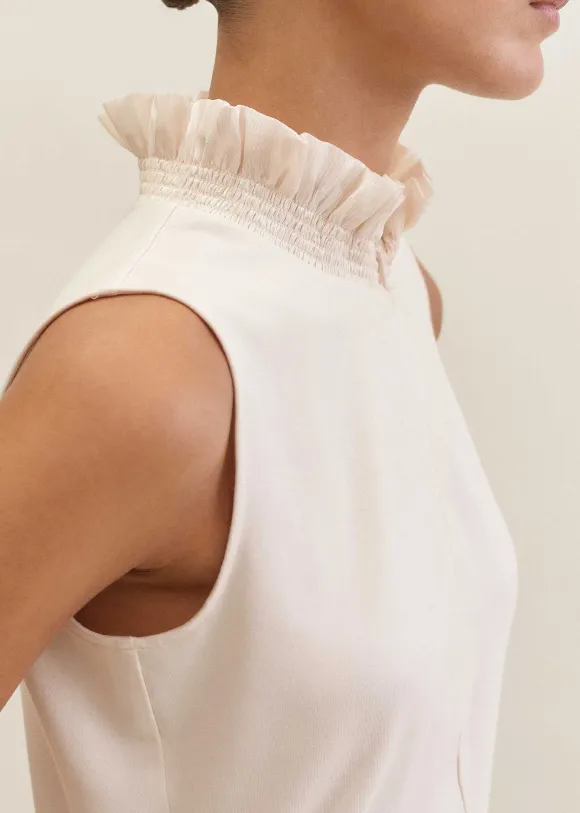 Dot Jacquard Pussybow Layering Tank