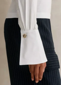 Feature Button Crew Neck Layering Shirt