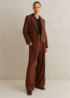 Flannel High-Waisted Wide-Leg Trouser