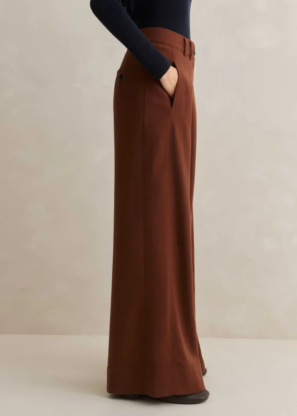 Flannel High-Waisted Wide-Leg Trouser