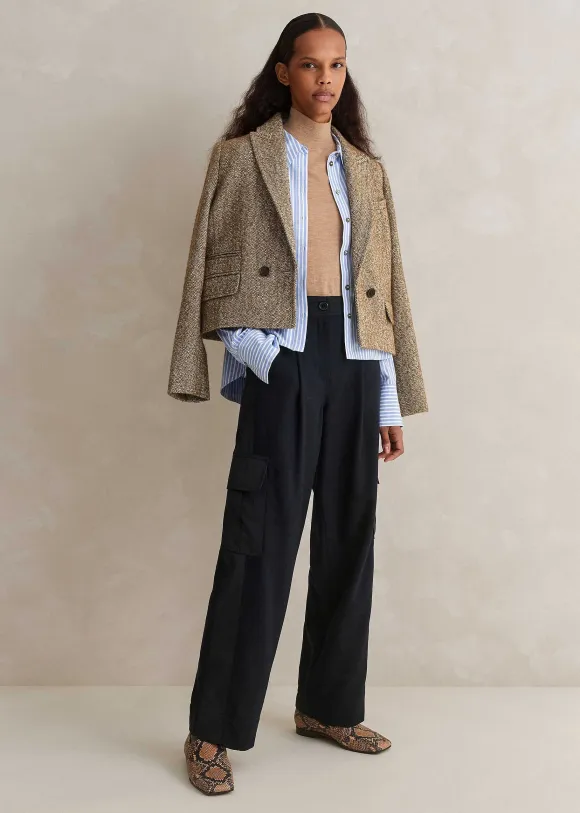 Flannel Mix Tapered Cargo Trouser
