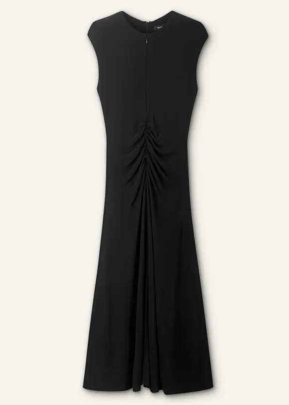 Fluid Crepe Cap Sleeve Midi Dress