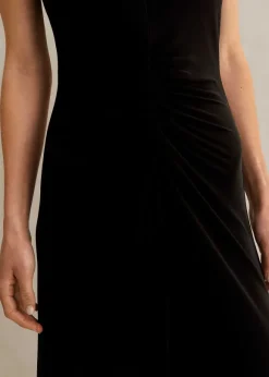 Fluid Crepe Cap Sleeve Midi Dress