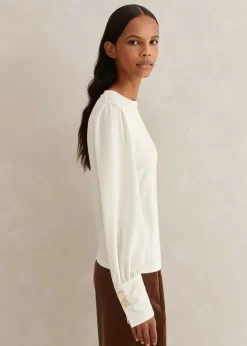 Fluid Satin Crew Neck Layering Blouse