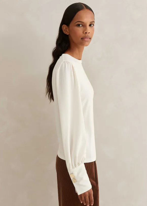 Fluid Satin Crew Neck Layering Blouse