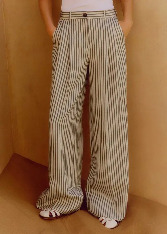 Fluid Stripe Straight-Leg Trouser