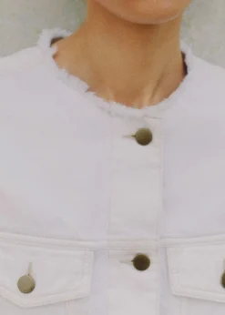 Frayed Edge Denim Crop Jacket