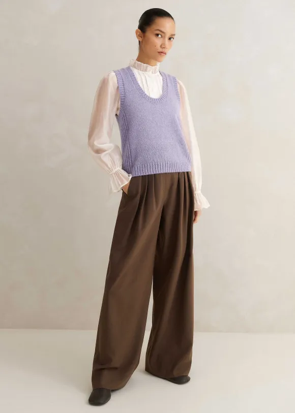 Frill Neck Scallop Detail Layering Blouse