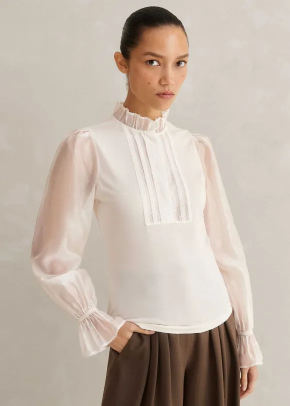 Frill Neck Scallop Detail Layering Blouse