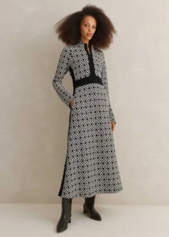 Graphic Jacquard Ponte Maxi Dress