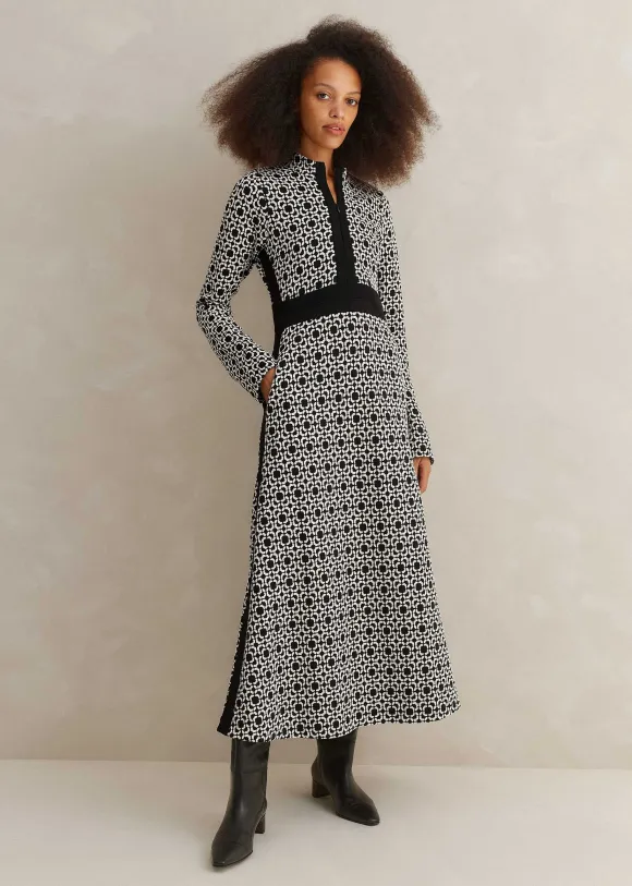 Graphic Jacquard Ponte Maxi Dress