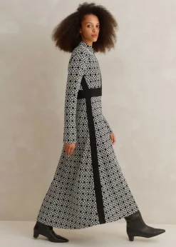 Graphic Jacquard Ponte Maxi Dress