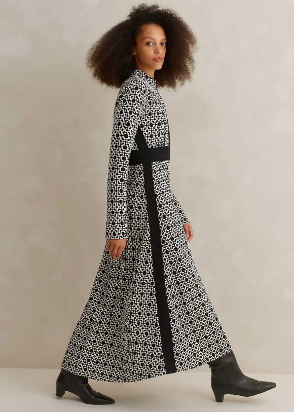 Graphic Jacquard Ponte Maxi Dress