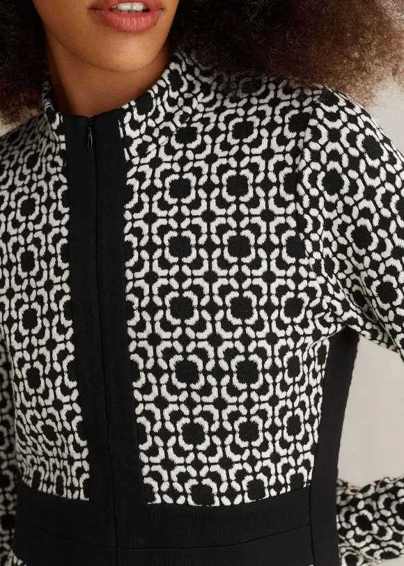 Graphic Jacquard Ponte Maxi Dress