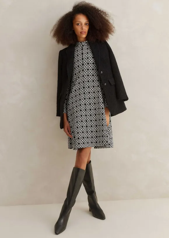 Graphic Jacquard Ponte Swing Dress