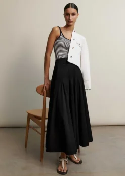 Heavy Cotton Sateen Maxi Skirt