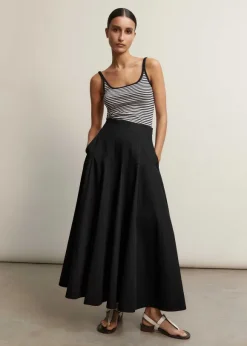 Heavy Cotton Sateen Maxi Skirt