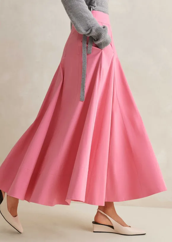 Heavy Cotton Sateen Maxi Skirt