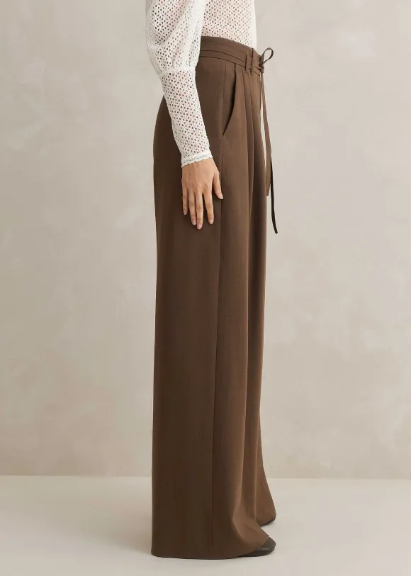 High Waisted Multi Pleat Trouser + Belt