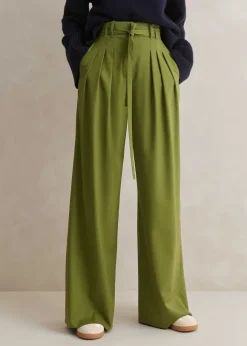 High-Waisted Multi Pleat Trouser + Belt
