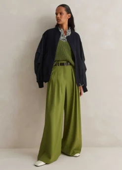 High-Waisted Multi Pleat Trouser + Belt