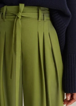 High-Waisted Multi Pleat Trouser + Belt