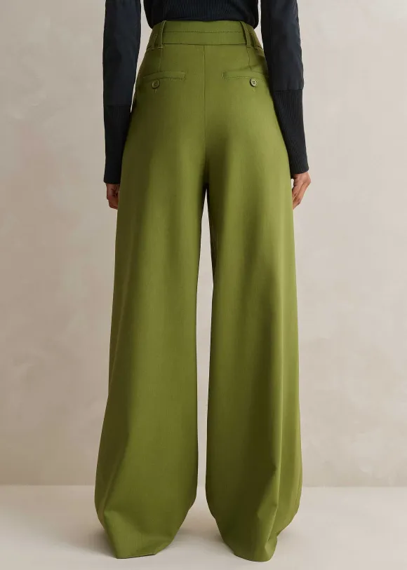 High-Waisted Multi Pleat Trouser + Belt