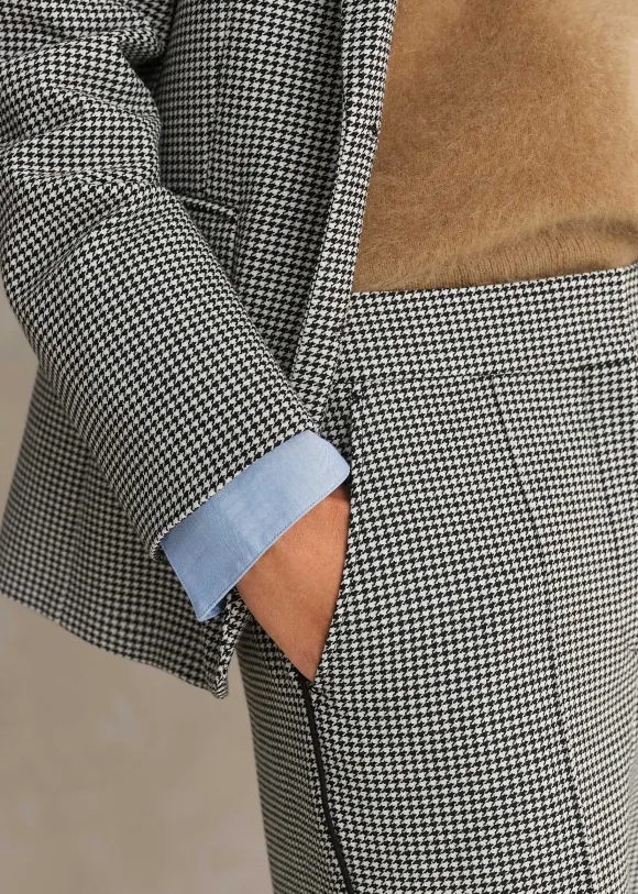 Houndstooth Blazer + Slim Crop Trouser Suit
