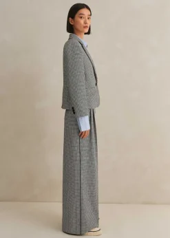 Houndstooth Cropped Jacket + Man Pant Suit