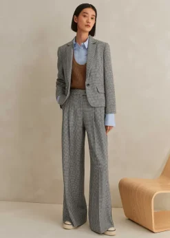 Houndstooth Cropped Jacket + Man Pant Suit