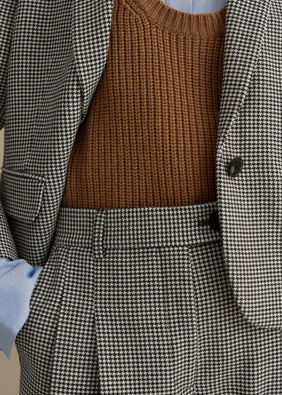Houndstooth Cropped Jacket + Man Pant Suit