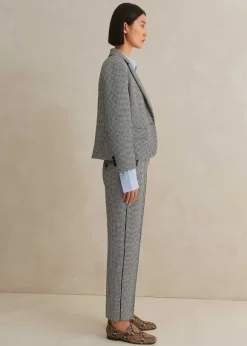Houndstooth Cropped Jacket + Slim Crop Trouser Suit
