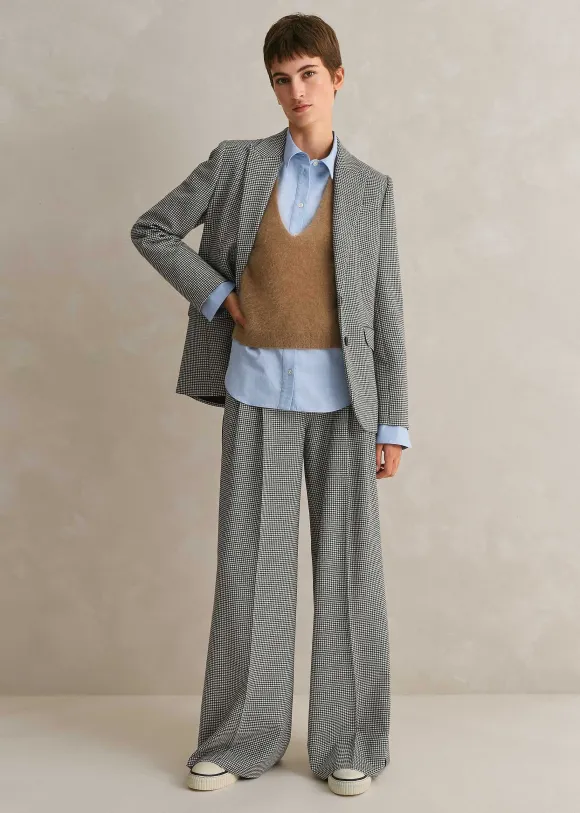 Houndstooth Pleated Man Pant Suit