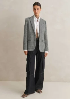 Houndstooth Single-Breasted Blazer