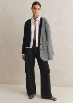 Houndstooth Single-Breasted Blazer