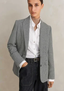 Houndstooth Single-Breasted Blazer