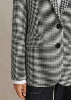 Houndstooth Single-Breasted Blazer