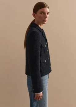 Italian Boucl Military Crop Jacket